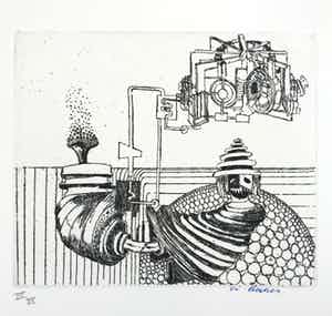 Vic Gentils - Gesigneerde ets - 1981 - 'De Vervreemding' - VII/XX verkocht voor € 35!