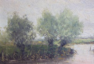 Rob de Haan - Bruggetje in polderlandschap kopen? Bied vanaf 120!