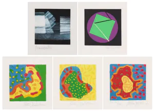 Raul ISIDRO - e.a: collectie van vijf handgesigneerde zeefdrukken: Geometrische Composities kopen? Bied vanaf 12!