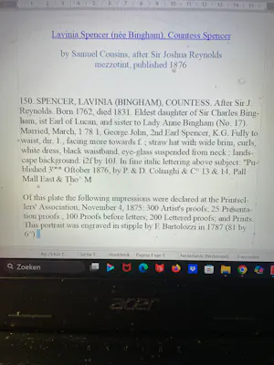 Buy Samuel Cousins - Lavinia Bingham Spencer? Bid from 20!