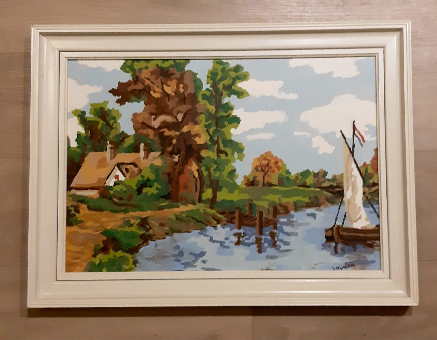 Brons (Onbekend) - Landschap boerderij en bootje kopen? Bied vanaf 1!