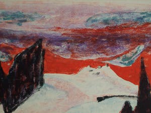 Willy Suter - Litho, “Sneeuwlandschap” – Kunst-Schoolplaat uit 1960 – V.AE.V.O. kopen? Bied vanaf 50!