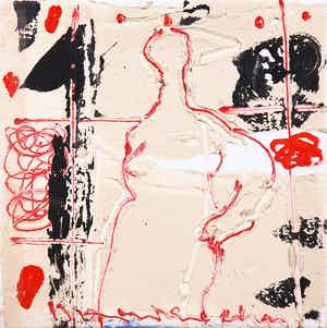 Dominique Chan - Gemengde techniek op doek, Z.T. Abstracte compositie verkocht voor € 1!