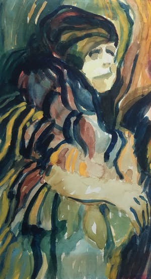 Niet of onleesbaar gesigneerd - Portret van vrouw - aquarel kopen? Bied vanaf 1!