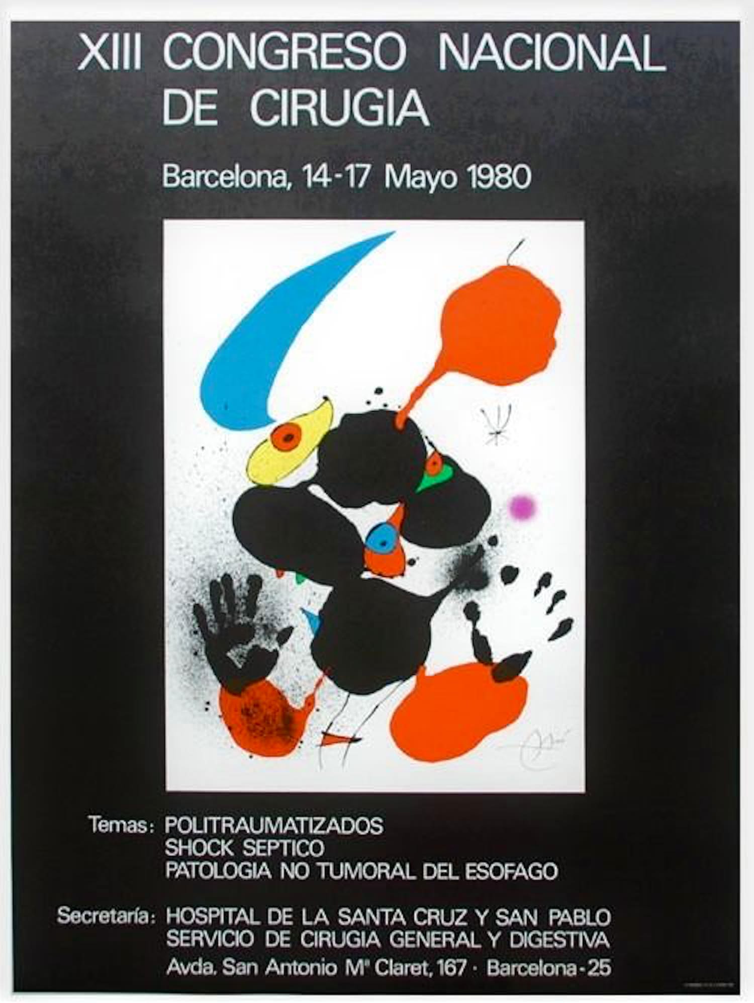 Joan Miro - Kleurenoffset Affiche: XIII Congreso Nacional de Cirugia uit 1980 verkocht voor € 50!