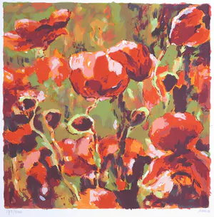 Henri Hess - Zeefdruk, Klaprozen kopen? Bied vanaf 1!