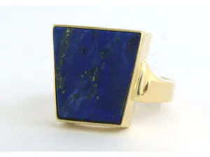 18k geel gouden ring bezet met lapis lazuli - ringmaat 18,5(58) kopen? Bied vanaf 550!