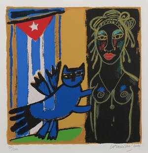 Corneille - Zeefdruk, Mémoire de Cuba - Ingelijst kopen? Bied vanaf 160!