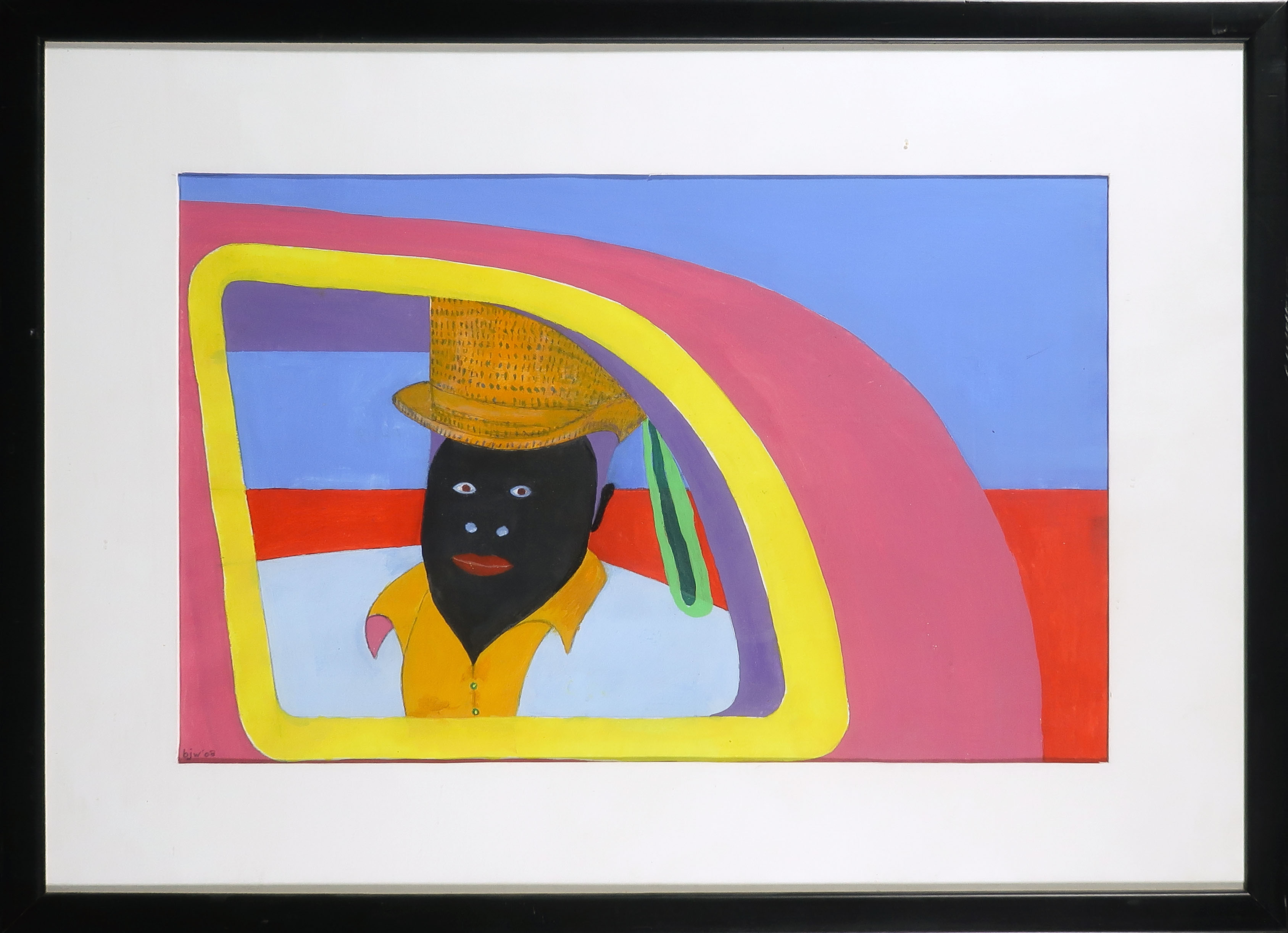 Niet of onleesbaar gesigneerd - Acryl op papier, Zonder titel - Ingelijst kopen? Bied vanaf 1!