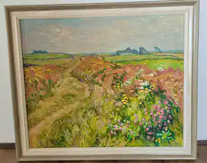 Ad Blok van der Velden - Schilderij van Texels landschap '60-er jaren. vendu pour 2600€ !