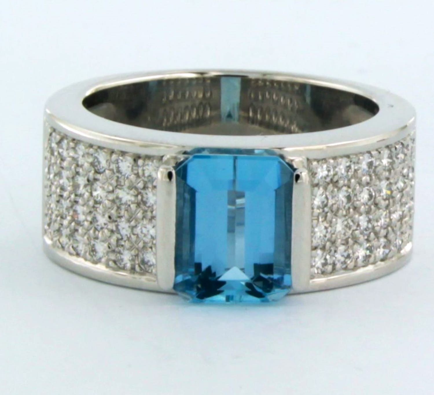 18k witgouden ring met topaz en briljant geslepen diamant 0.56ct - rm 17.25 kopen? Bied vanaf 1200!
