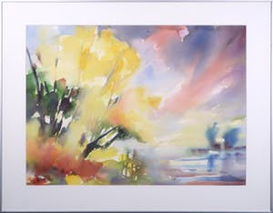 Theo Blankestijn - Aquarel, Boom aan de waterkant - Ingelijst kopen? Bied vanaf 20!