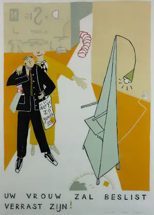 Arjenne Fakkel - Houtsnede op papier, Uw vrouw zal beslist verrast zijn! - Ingelijst kopen? Bied vanaf 40!