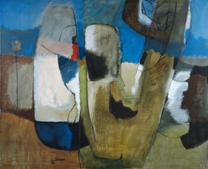 Jos Schimmer - Olieverf op doek, Z.T. (Abstracte compositie) - Ingelijst (Groot) kopen? Bied vanaf 300!