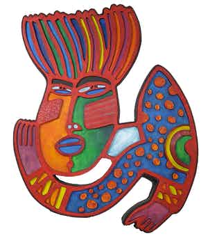 Clemens Briels - Wandsculptuur, Y un arcoiris pinto su piel (Groot!) verkocht voor € 500!