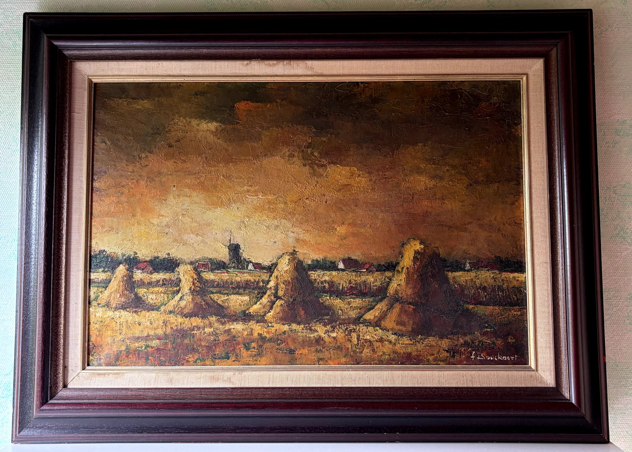 Buy Fernand Bouckaert - landschap met hooimijten? Bid from 100!