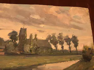 Ewoud de Kat - Zicht op dorpskerk te (vermoedelijk) Zeeland kopen? Bied vanaf 45!