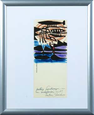 Anton Rooskens - Handgekleurde druk, Visage d'Afrique, Gelukswensen voor 1956 - Ingelijst verkocht voor € 100!