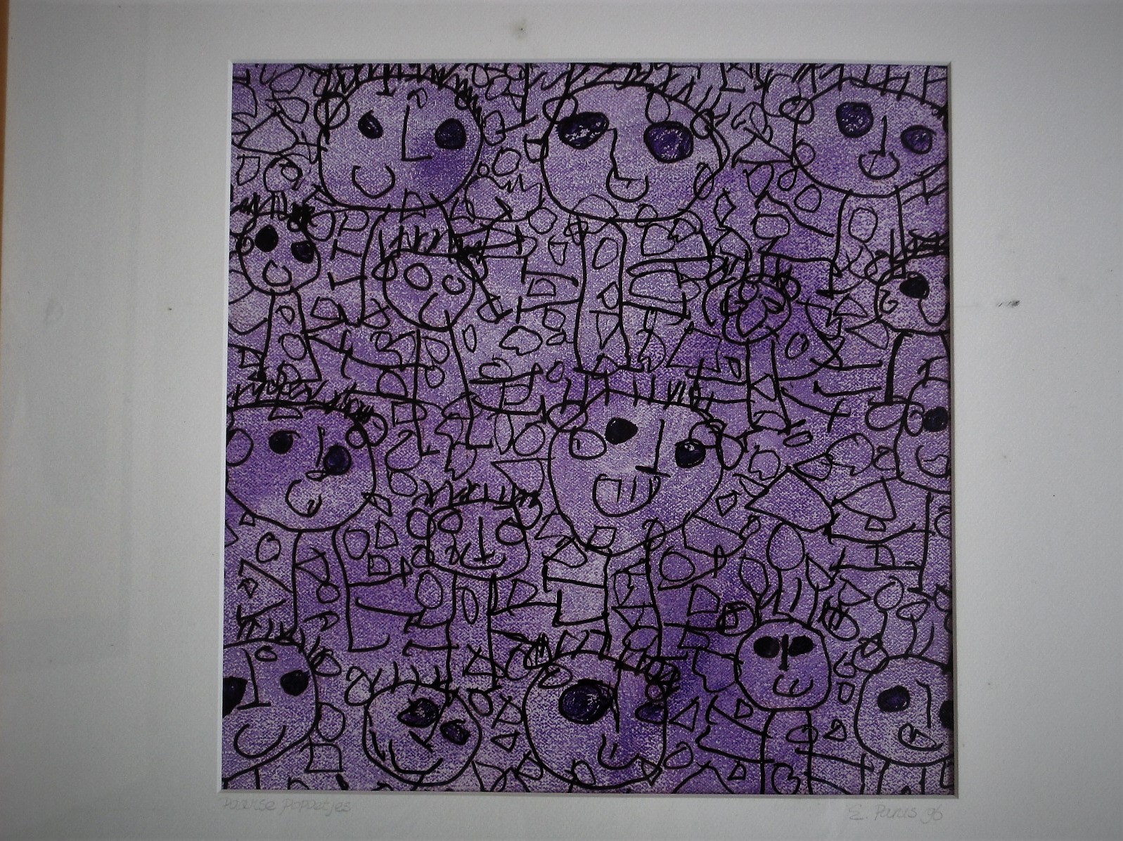 Niet of onleesbaar gesigneerd - gesigneerde POP Art litho "Paarse Poppetjes"  kopen? Bied vanaf 1!