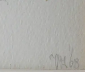 Peter Vos - Ingelijste inkttekening: half adelaar/half mens - 1968 kopen? Bied vanaf 375!