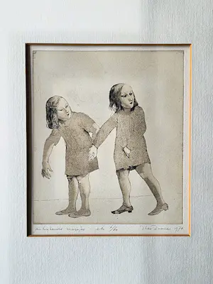 Theo Daamen - Originele droge naald Ets - omkijkende meisjes - 1974 - beperkte oplage (60) kopen? Bied vanaf 48!