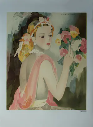 Marie Laurencin - Bodemprijs : (naar (Frans, 1885-1956), "La Dame et le Bouquet", ca. 1980, litho, kopen? Bied vanaf 229!