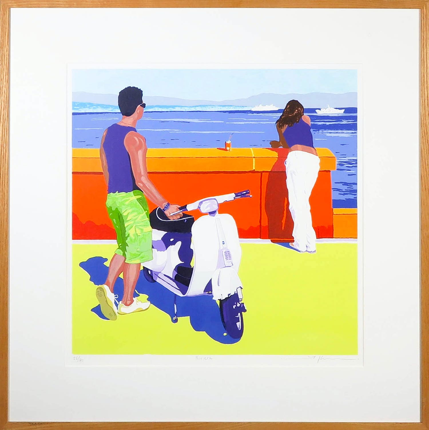 Marco Kooiman - Zeefdruk, Rivièra - Ingelijst verkocht voor € 35!