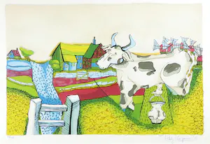 Patty Harpenau - Zeefdruk, Zondag - Ingelijst kopen? Bied vanaf 50!