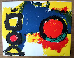 Eugène Brands - Litho: Abstracte compositie - 1968 (nieuwstaat!) kopen? Bied vanaf 225!