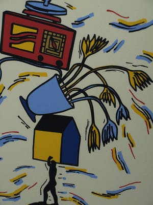 Hans Wap - Ingelijste zeefdruk , Nieuwe woning - 2007 – oplage 60 ex. kopen? Bied vanaf 45!