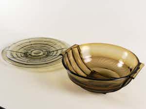 Val-Saint-Lambert - Platte en Val Saint Lambert diepe Art Deco schaal verkocht voor € 1!
