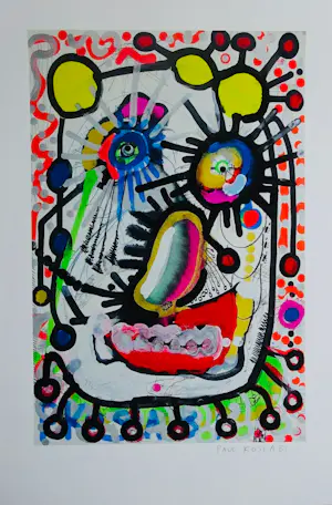 AcheterPaul Indrek Kostabi - pop-art litho zzefdruk - handgesigneerd - oplage 1? Enchérissez de 150!