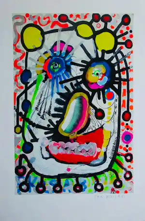 Paul Indrek Kostabi - pop-art litho zzefdruk - handgesigneerd - oplage 1 kaufen? Bieten Sie von 150!