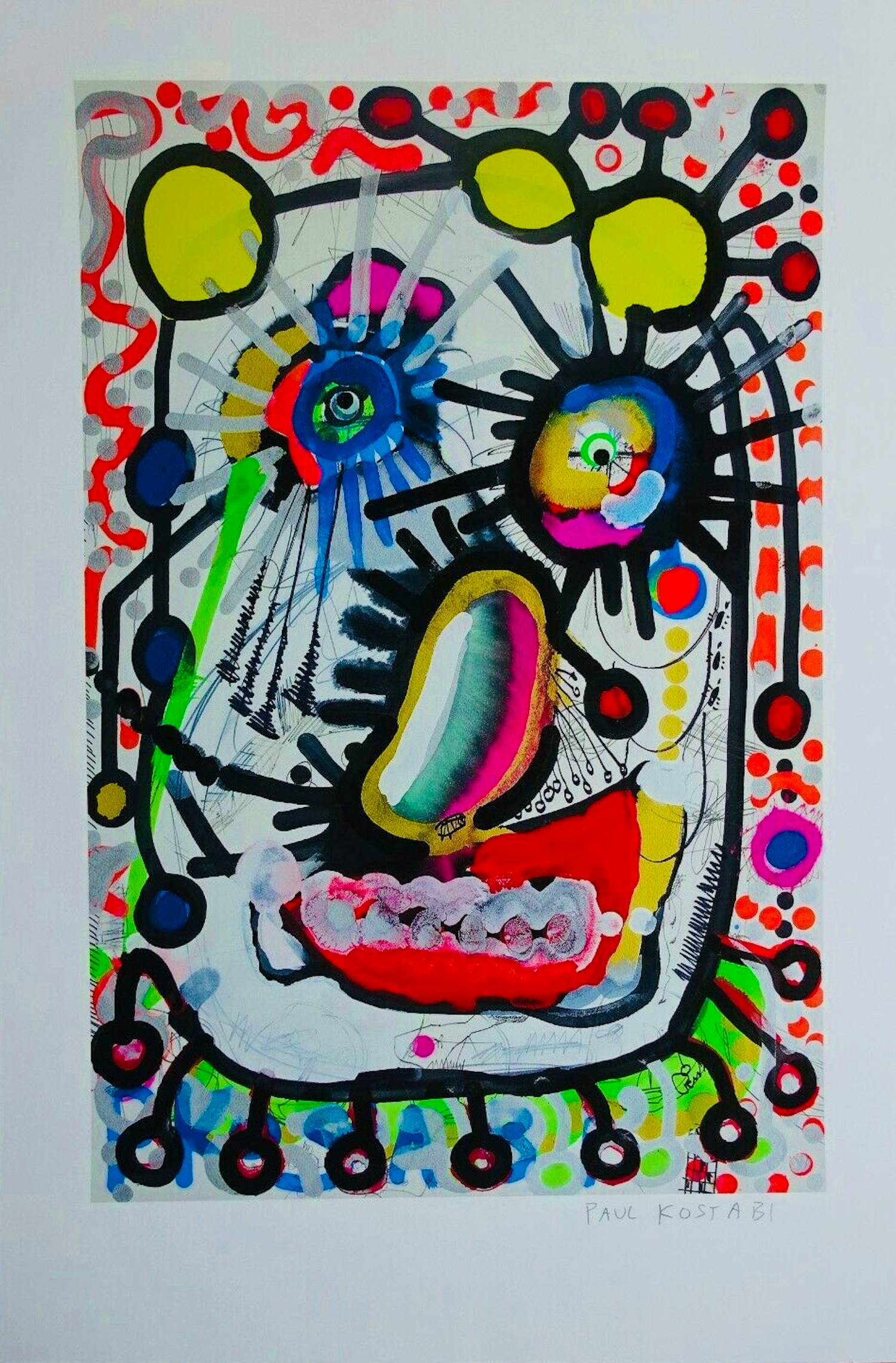 Paul Indrek Kostabi - pop-art litho zzefdruk - handgesigneerd - oplage 1 kopen? Bied vanaf 150!