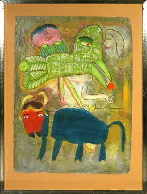 Shahid Parvez - Zeefdruk, Zonder titel - Ingelijst (Groot) verkocht voor € 35!