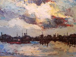 Toon Koster - Havengezicht. verkocht voor € 60!