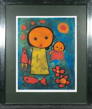 Giovanni Vetere - Zeefdruk, Zonder titel - Ingelijst (Groot) verkocht voor € 60!