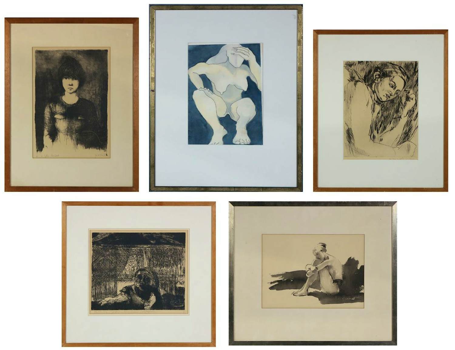 Jan de Haas - en anderen! Lot van vijf ingelijste grafische werken verkocht voor € 40!