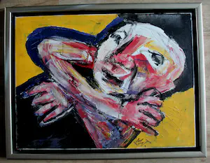 Martin van Wordragen - Ingelijste acrylverf op doek: figuren kopen? Bied vanaf 350!