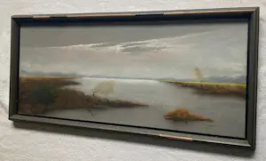 Jan Staats Kiewiet - / Jeska: Ingelijste pasteltekening, Verstild landschap – ca. 1937 kopen? Bied vanaf 50!