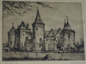 Jan Poortenaar - 2 x Ets , Molen en Kasteel – gesigneerd – ca 1930 kopen? Bied vanaf 35!