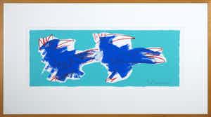 Frank Lengvenius - Zeefdruk, Vogel III - Ingelijst (Groot) verkocht voor € 35!
