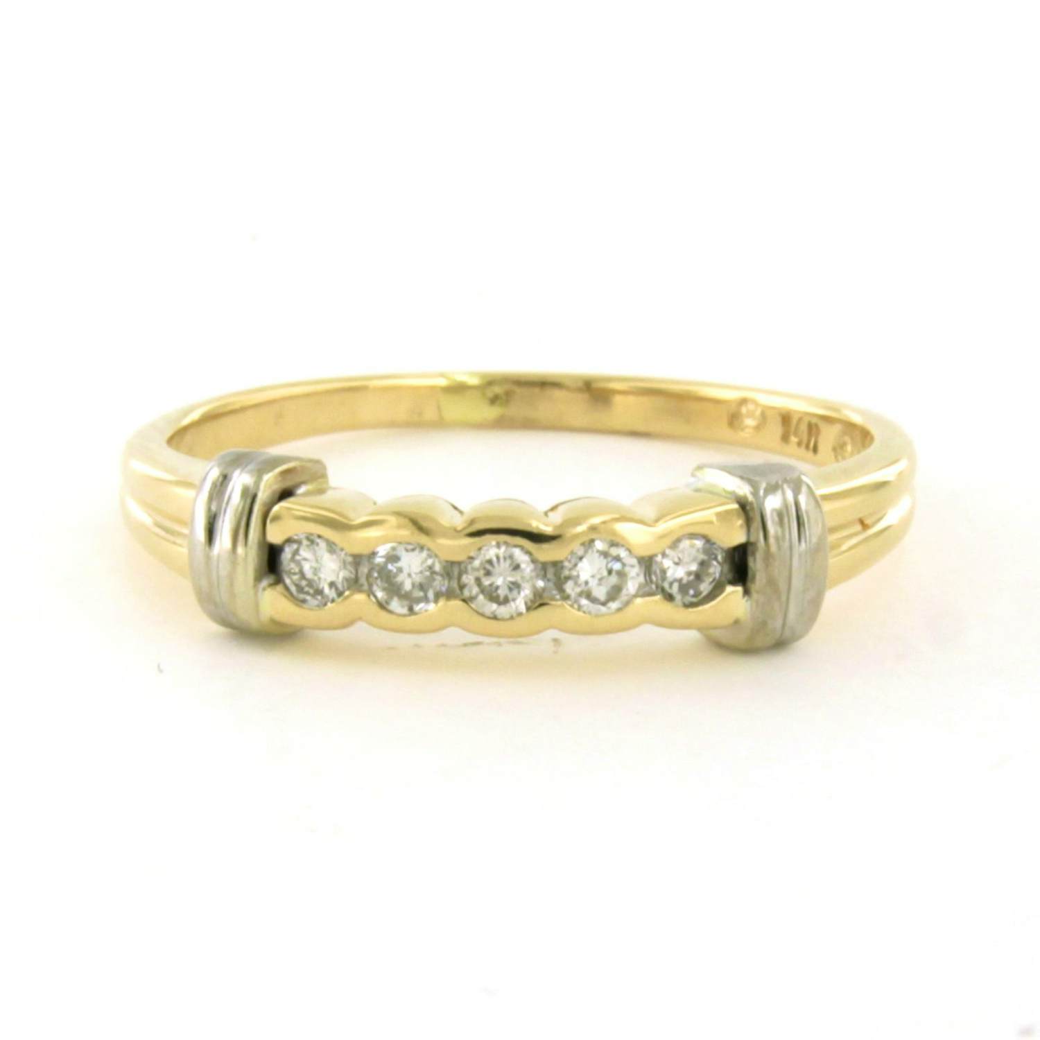 14k bicolour gouden ring met briljant geslepen diamant 0.18ct- rm 17.25 verkocht voor € 275!