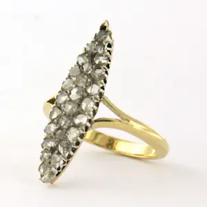 14k geel goud met zilver ring bezet met roos diamanten tot. 0.30ct – G/H – SI kopen? Bied vanaf 510!