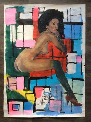Peter Klashorst - Vrouwelijk Naakt - acryl op linnen (Groot!) kopen? Bied vanaf 495!