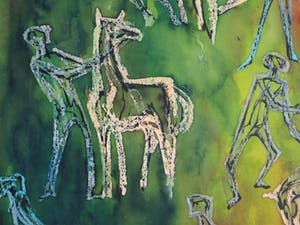 Klaas Pijlman - Gemengde techniek , “Mens en Paard” – 1965 – 60 x 40 cm kopen? Bied vanaf 75!