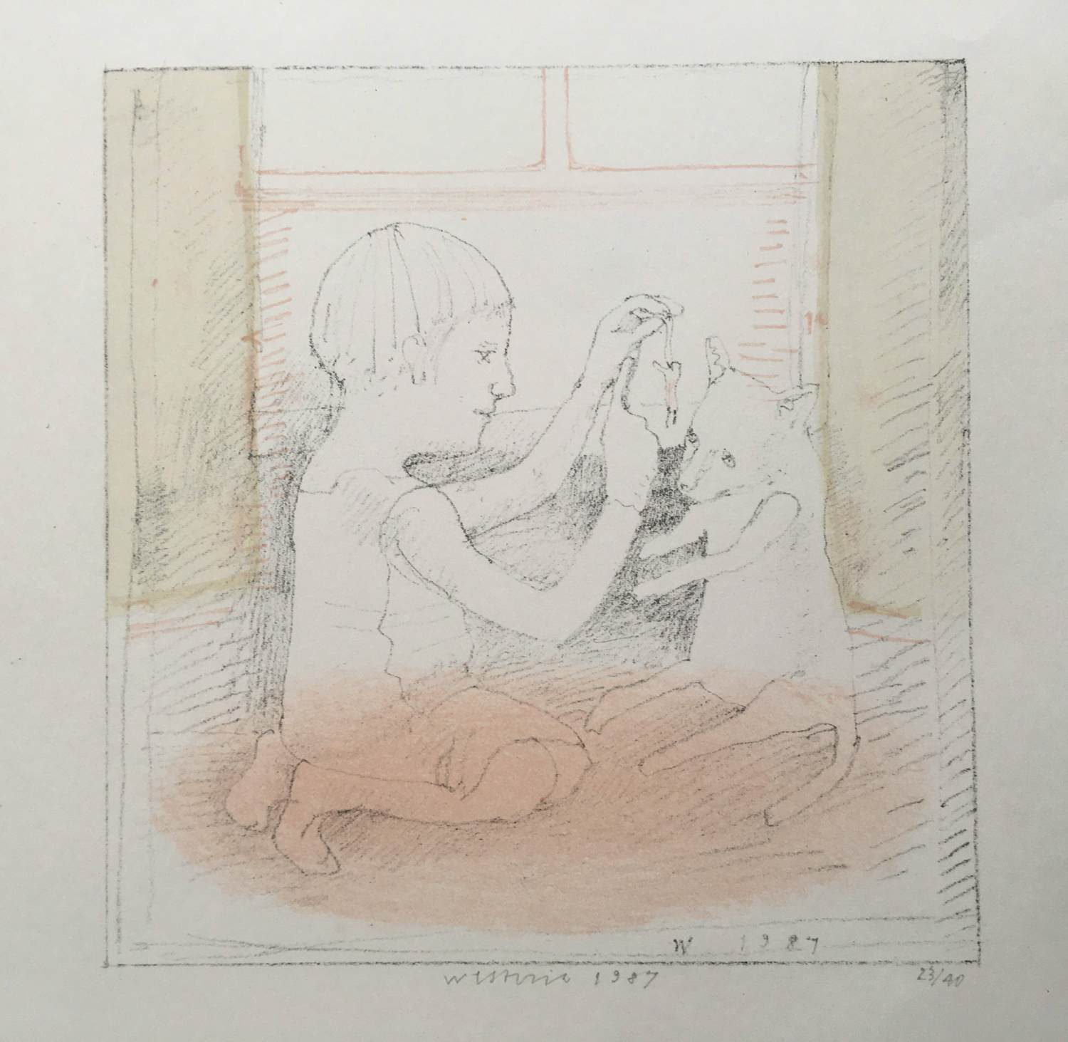 Buy Co Westerik - meisje met beer bij raam - 1987? Bid from 225!