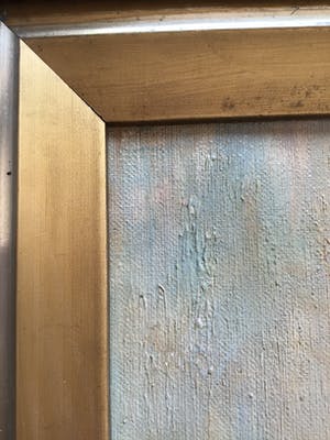 H. Wiegman - Olieverf schilderij roze plant in pot, gelijst en gesigneerd kopen? Bied vanaf 45!