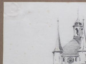 Johan Christiaan Kerkmeijer - Havenpoort in Zierikzee - Tekening kopen? Bied vanaf 45!