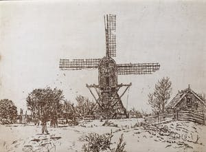 Simon Koene - Winterlandschap met molen kopen? Bied vanaf 20!